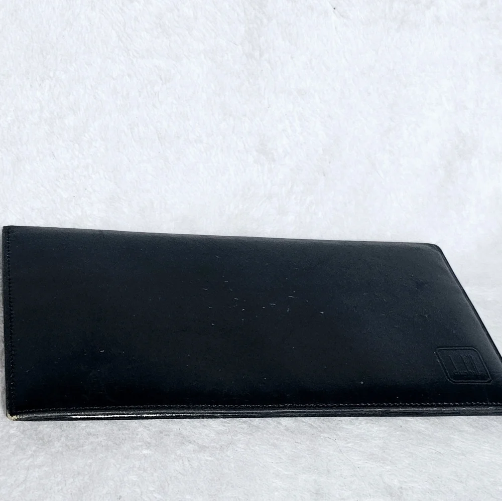 Dunhill Vintage Mens Black Leather Long Coat Wallet